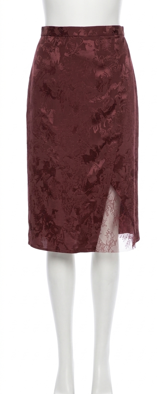 NEW ZADIG & VOLTAIRE julen silk jacquard skirt with horses in burgundy